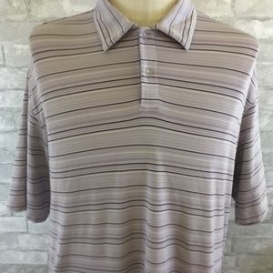 Mens NIKE GOLF Purple Striped Polo Shirt - L Large